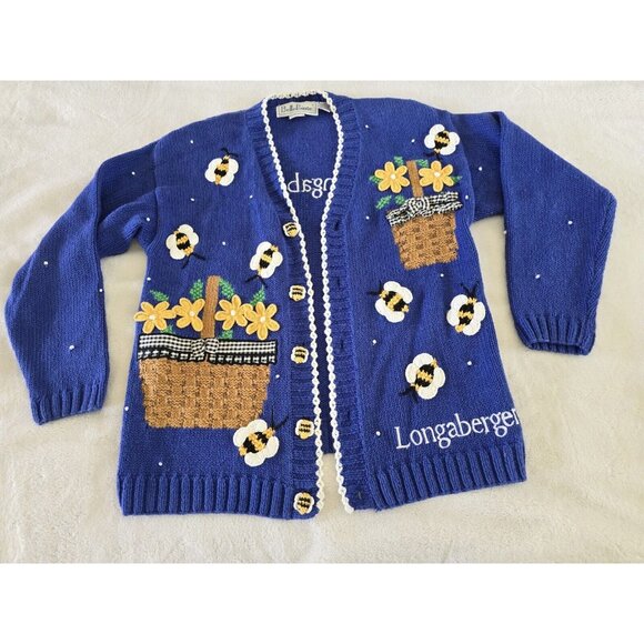 belle point Sweaters - Longaberger Womens Vintage Cardigan Sweater Size Medium Rare Collectible Baskets